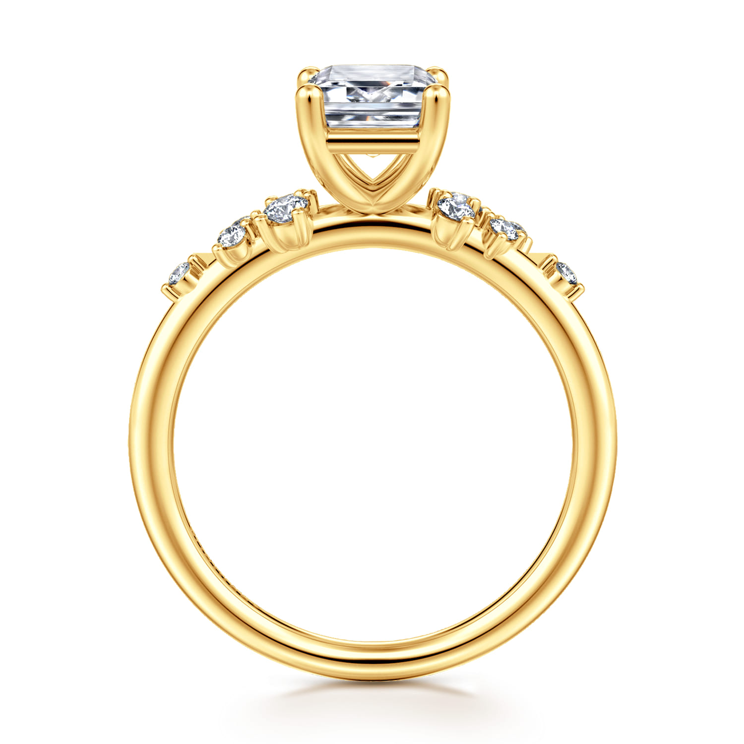 Reena - 18K Yellow Gold Emerald Cut Diamond Engagement Ring - 0.18 ct - Shot 2