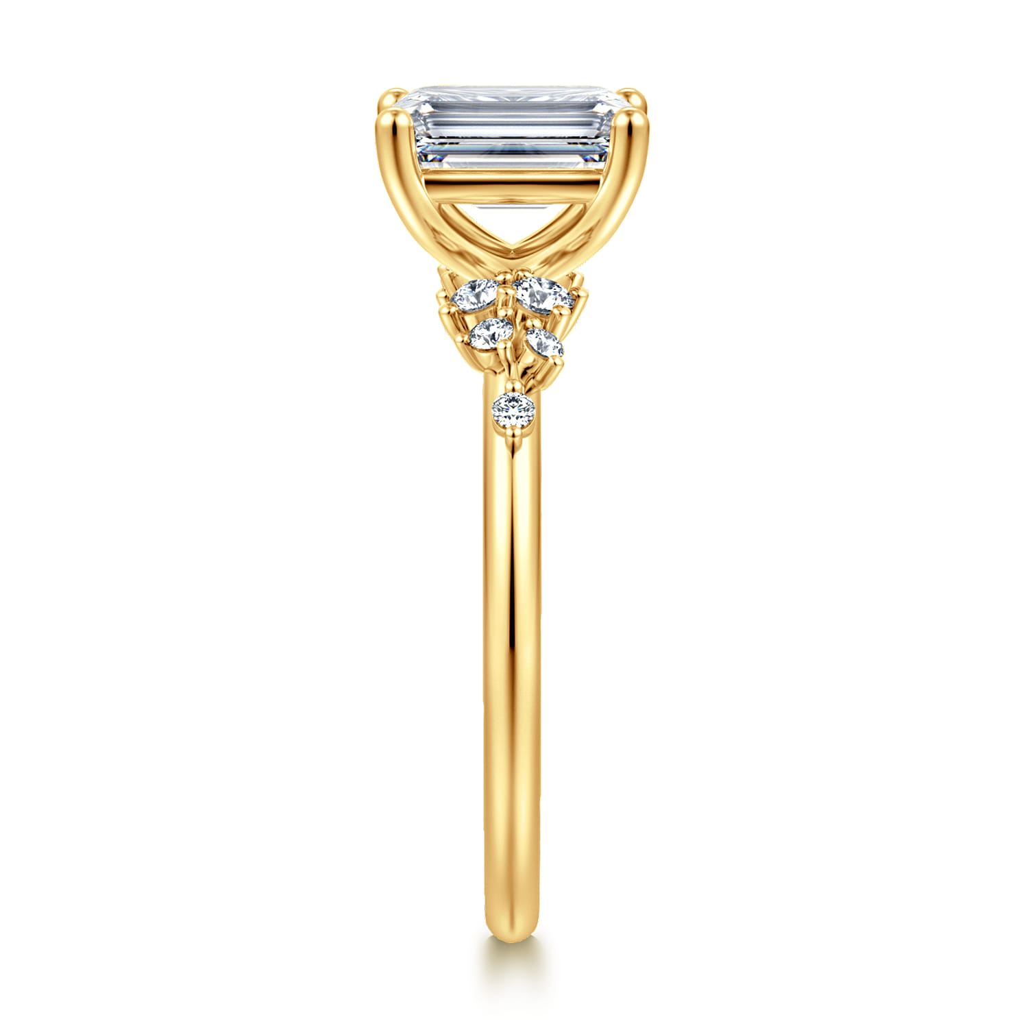 Reena - 18K Yellow Gold Emerald Cut Diamond Engagement Ring - 0.18 ct - Shot 4
