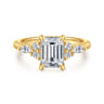 Avah - 18K Yellow Gold Emerald Cut Diamond Cluster Engagement Ring - 0.28 ct