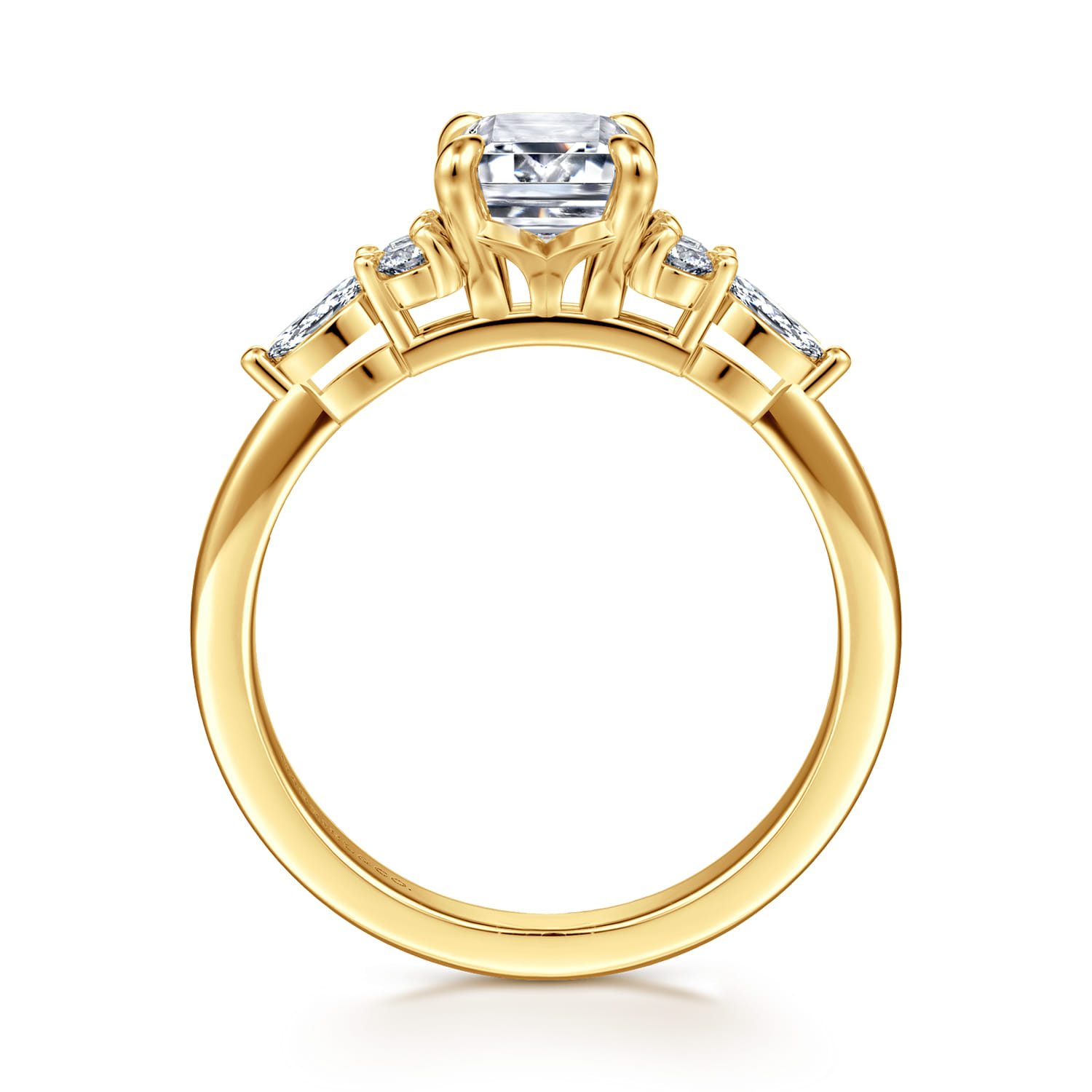 Avah - 18K Yellow Gold Emerald Cut Diamond Cluster Engagement Ring - 0.28 ct - Shot 2