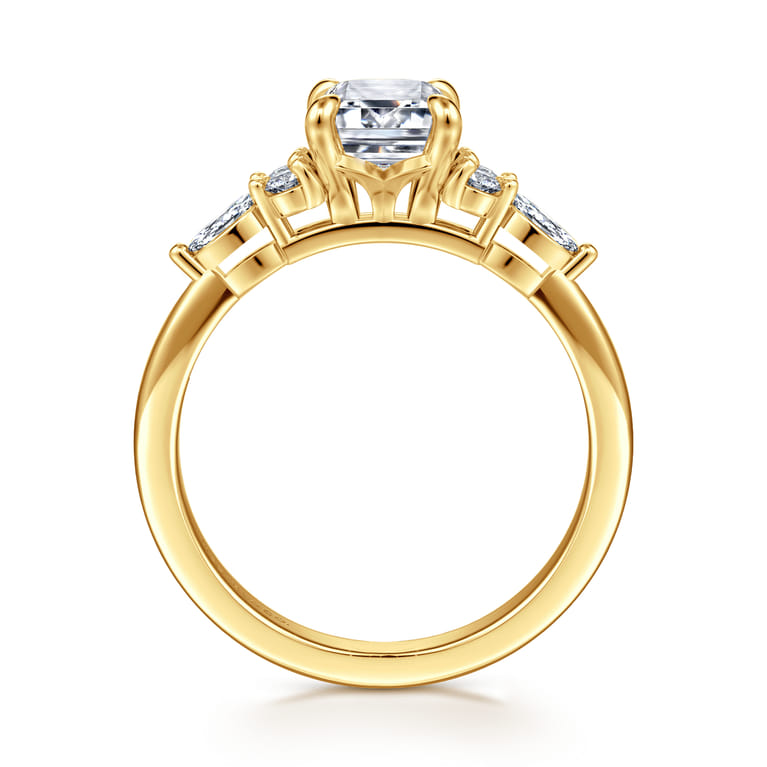 Avah - 18K Yellow Gold Emerald Cut Diamond Cluster Engagement Ring - 0.28 ct - Shot 2