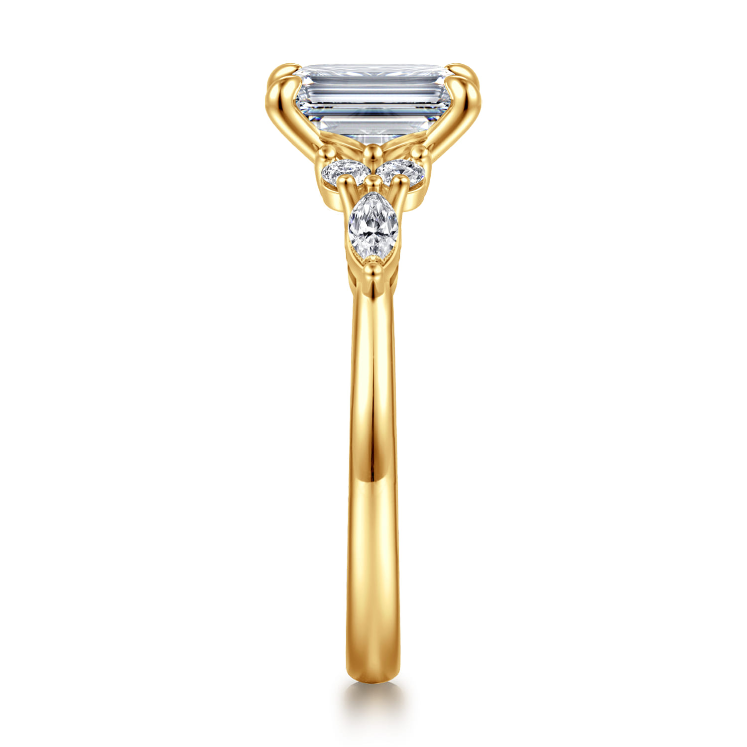 Avah - 18K Yellow Gold Emerald Cut Diamond Cluster Engagement Ring - 0.28 ct - Shot 4