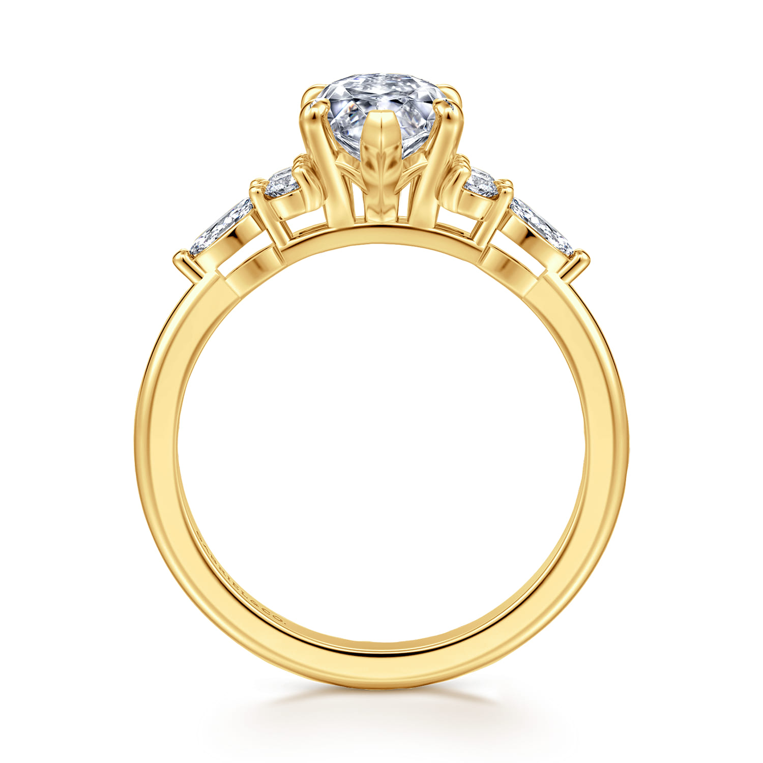 Avah - 18K Yellow Gold Marquise Diamond Cluster Engagement Ring - 0.3 ct - Shot 2