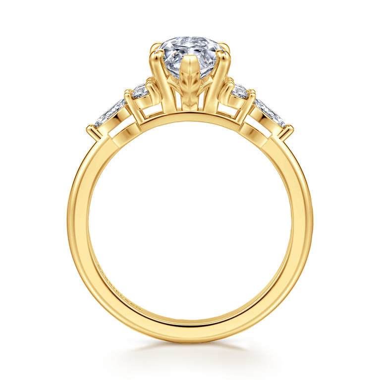 Avah - 18K Yellow Gold Marquise Diamond Cluster Engagement Ring - 0.3 ct - Shot 2