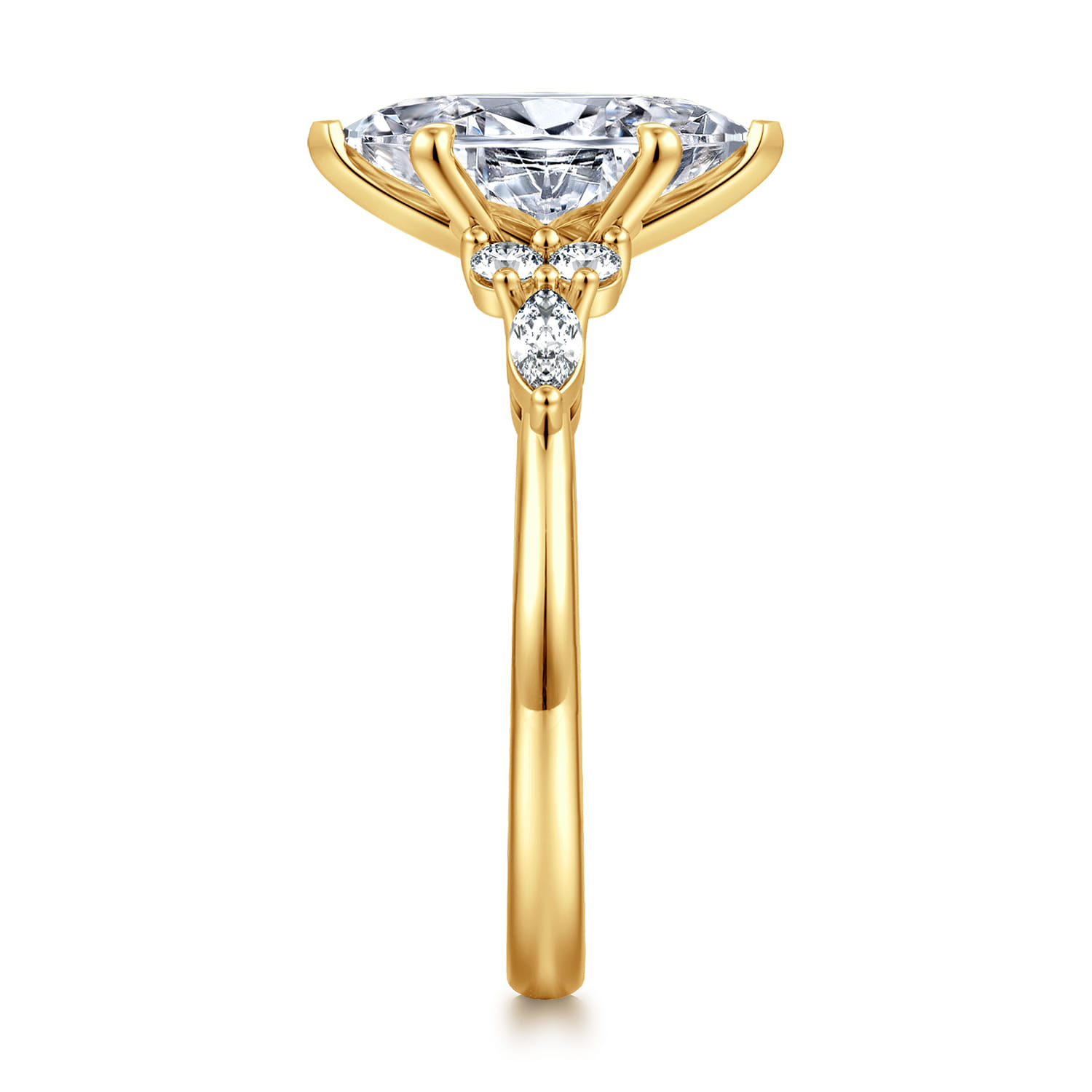 Avah - 18K Yellow Gold Marquise Diamond Cluster Engagement Ring - 0.3 ct - Shot 4