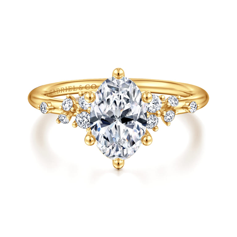 Reena - 18K Yellow Gold Oval Diamond Engagement Ring - 0.18 ct - Shot 1