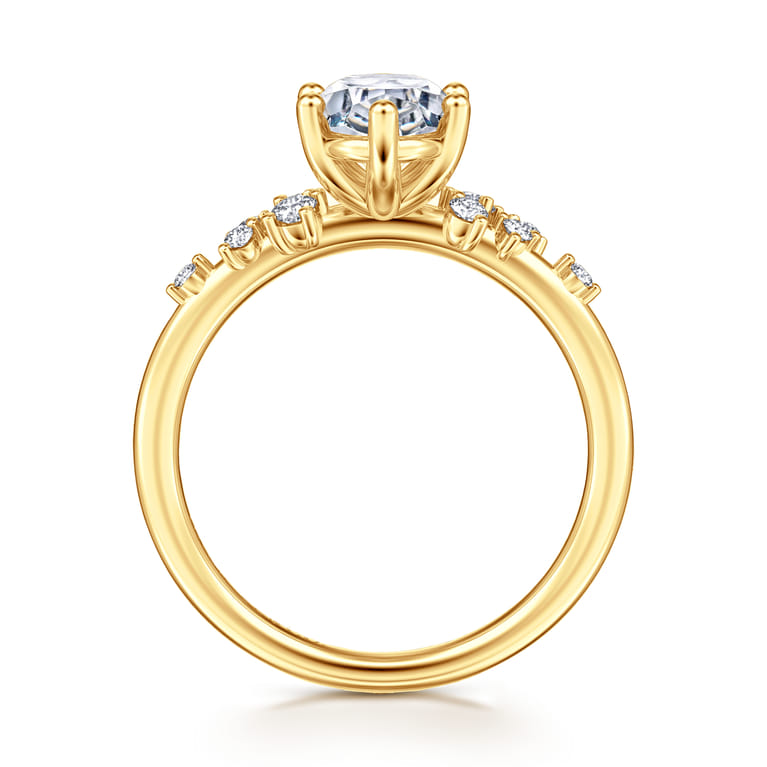 Reena - 18K Yellow Gold Oval Diamond Engagement Ring - 0.18 ct - Shot 2