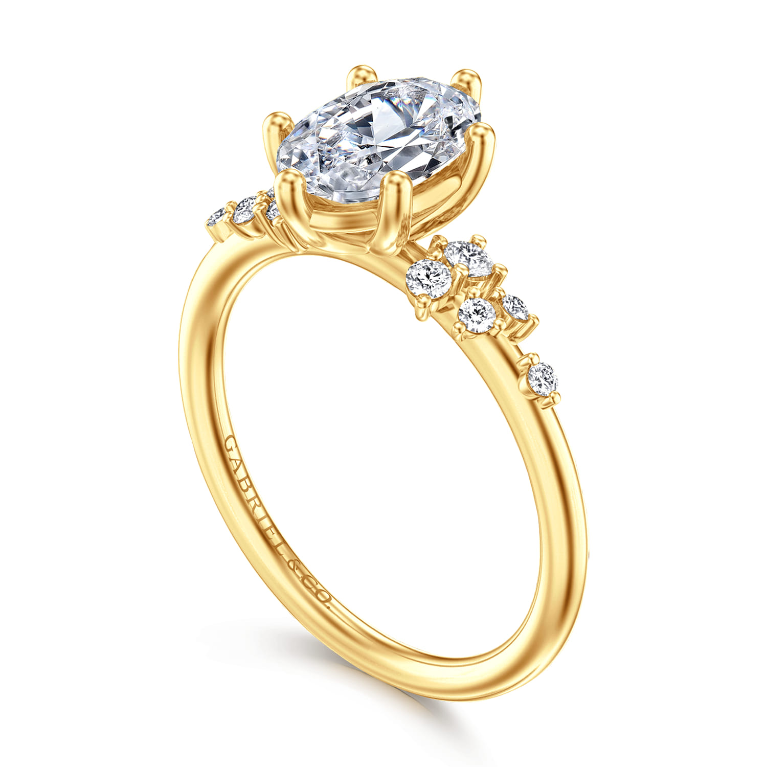 Reena - 18K Yellow Gold Oval Diamond Engagement Ring - 0.18 ct - Shot 3