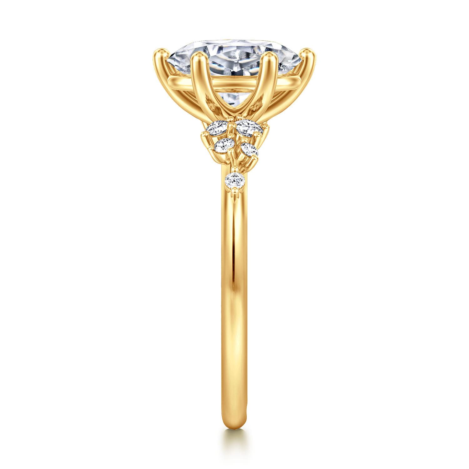 Reena - 18K Yellow Gold Oval Diamond Engagement Ring - 0.18 ct - Shot 4