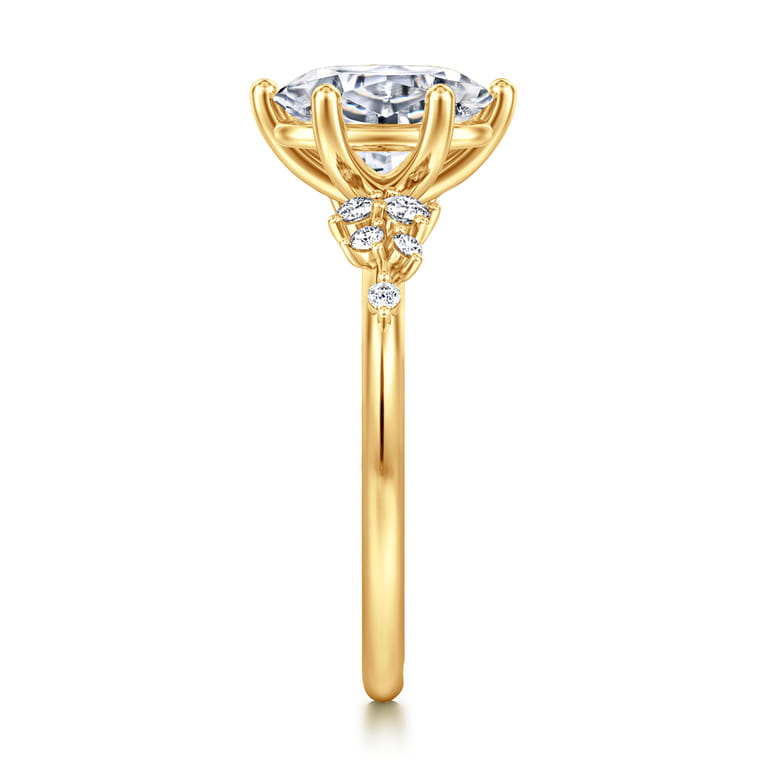 Reena - 18K Yellow Gold Oval Diamond Engagement Ring - 0.18 ct - Shot 4