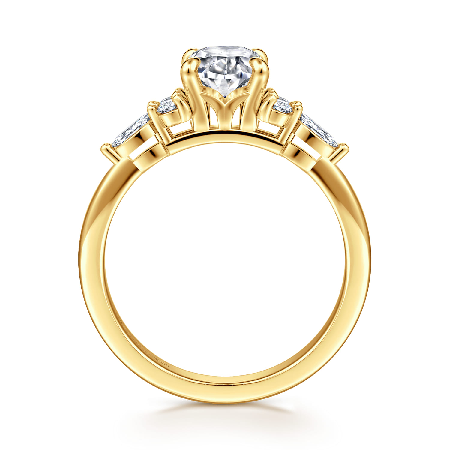 Avah - 18K Yellow Gold Oval Diamond Cluster Engagement Ring - 0.3 ct - Shot 2