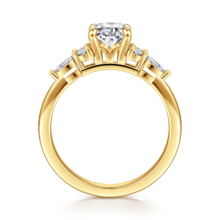 Avah - 18K Yellow Gold Oval Diamond Cluster Engagement Ring - 0.3 ct - Shot 2