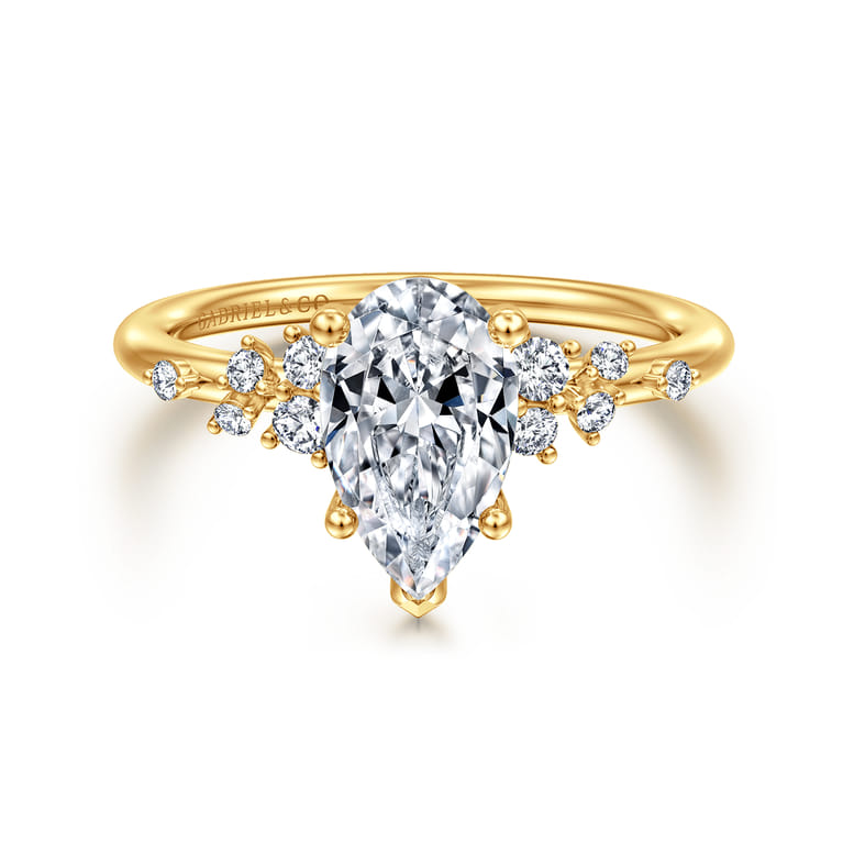 Reena - 18K Yellow Gold Pear Shape Diamond Engagement Ring - 0.18 ct - Shot 1