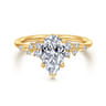 Reena - 18K Yellow Gold Pear Shape Diamond Engagement Ring - 0.18 ct