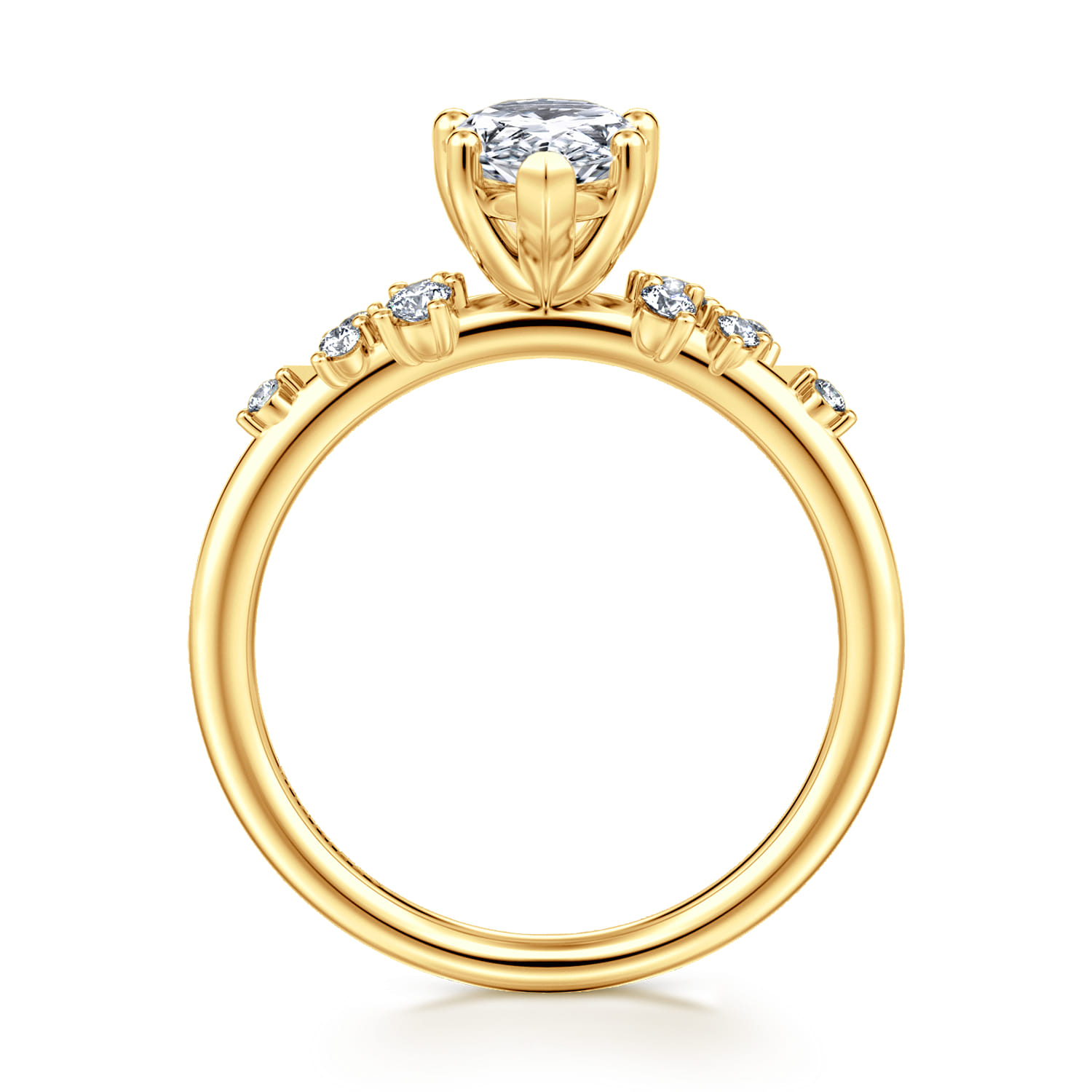 Reena - 18K Yellow Gold Pear Shape Diamond Engagement Ring - 0.18 ct - Shot 2