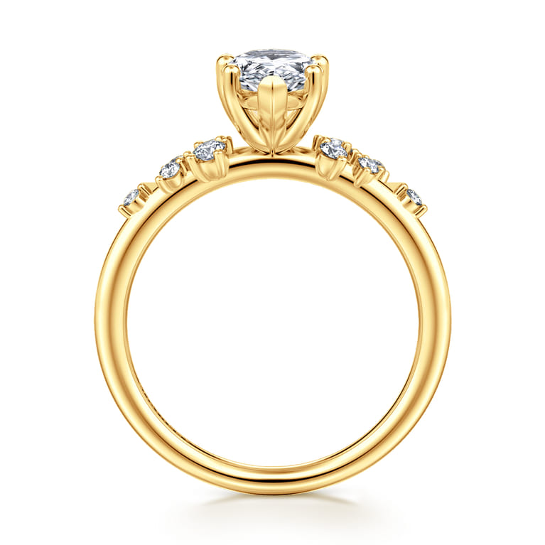 Reena - 18K Yellow Gold Pear Shape Diamond Engagement Ring - 0.18 ct - Shot 2