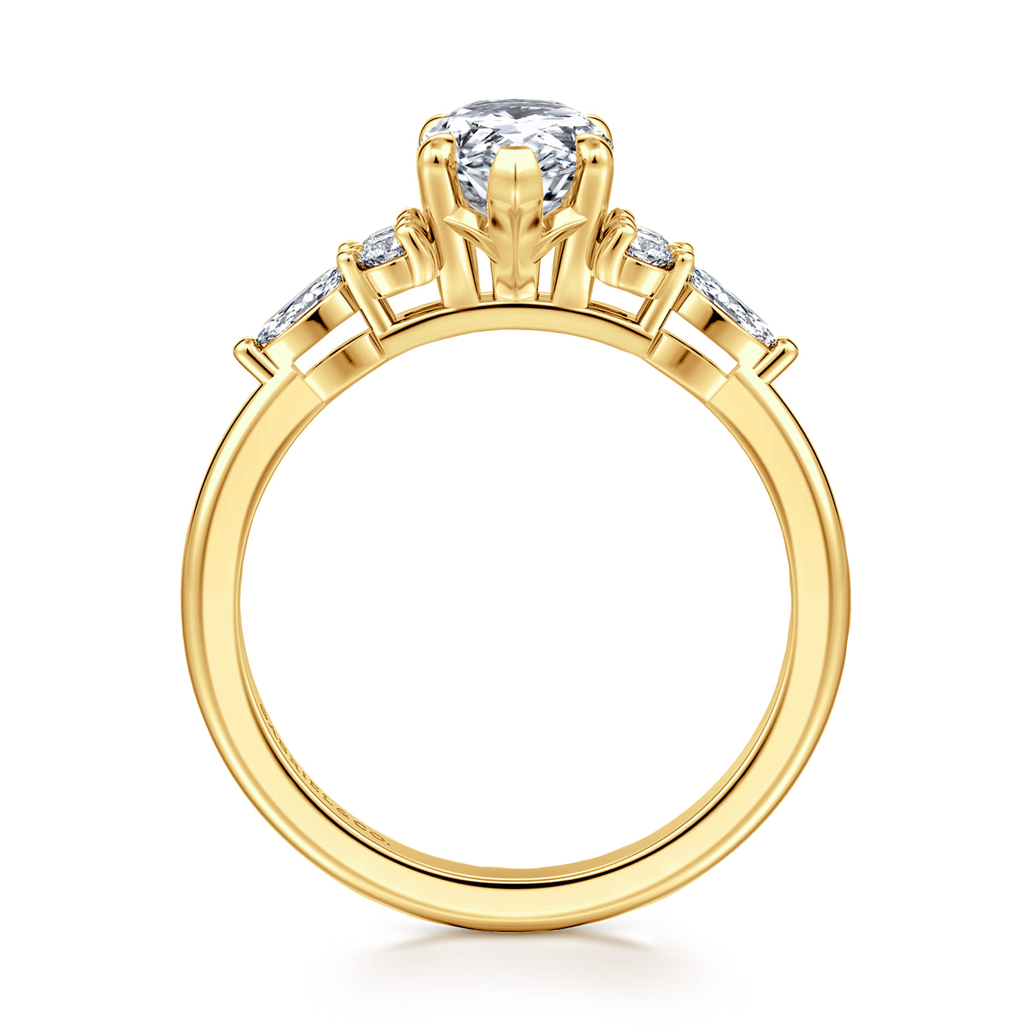 Avah - 18K Yellow Gold Pear Shape Diamond Cluster Engagement Ring - 0.28 ct - Shot 2