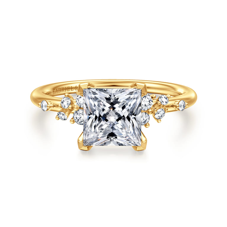 Reena - 18K Yellow Gold Princess Cut Diamond Engagement Ring - 0.18 ct - Shot 1