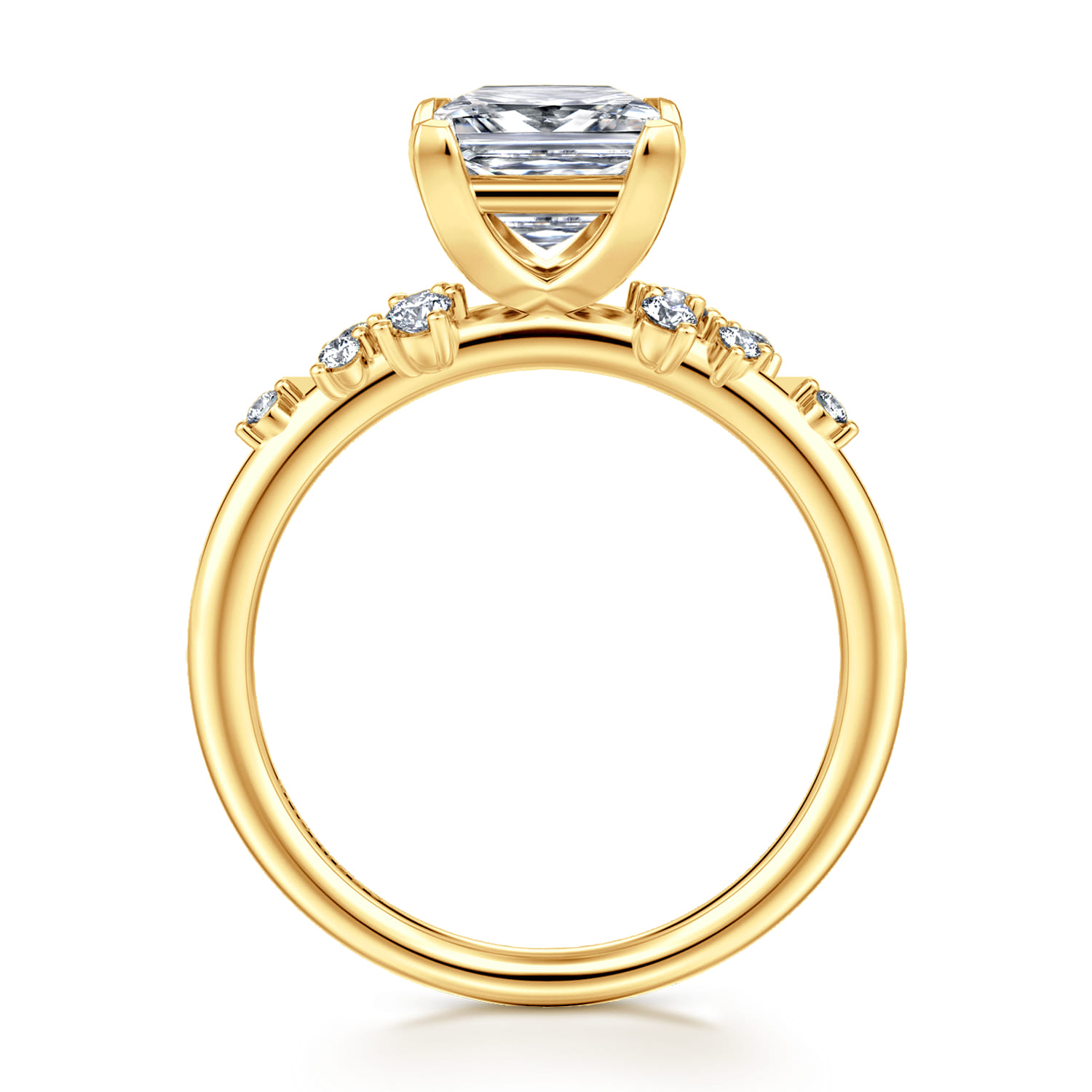 Reena - 18K Yellow Gold Princess Cut Diamond Engagement Ring - 0.18 ct - Shot 2
