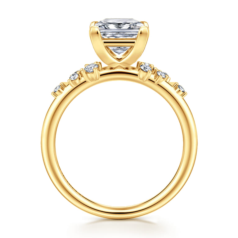 Reena - 18K Yellow Gold Princess Cut Diamond Engagement Ring - 0.18 ct - Shot 2