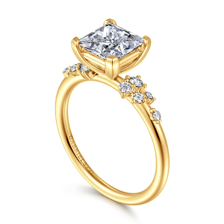 Reena - 18K Yellow Gold Princess Cut Diamond Engagement Ring - 0.18 ct - Shot 3