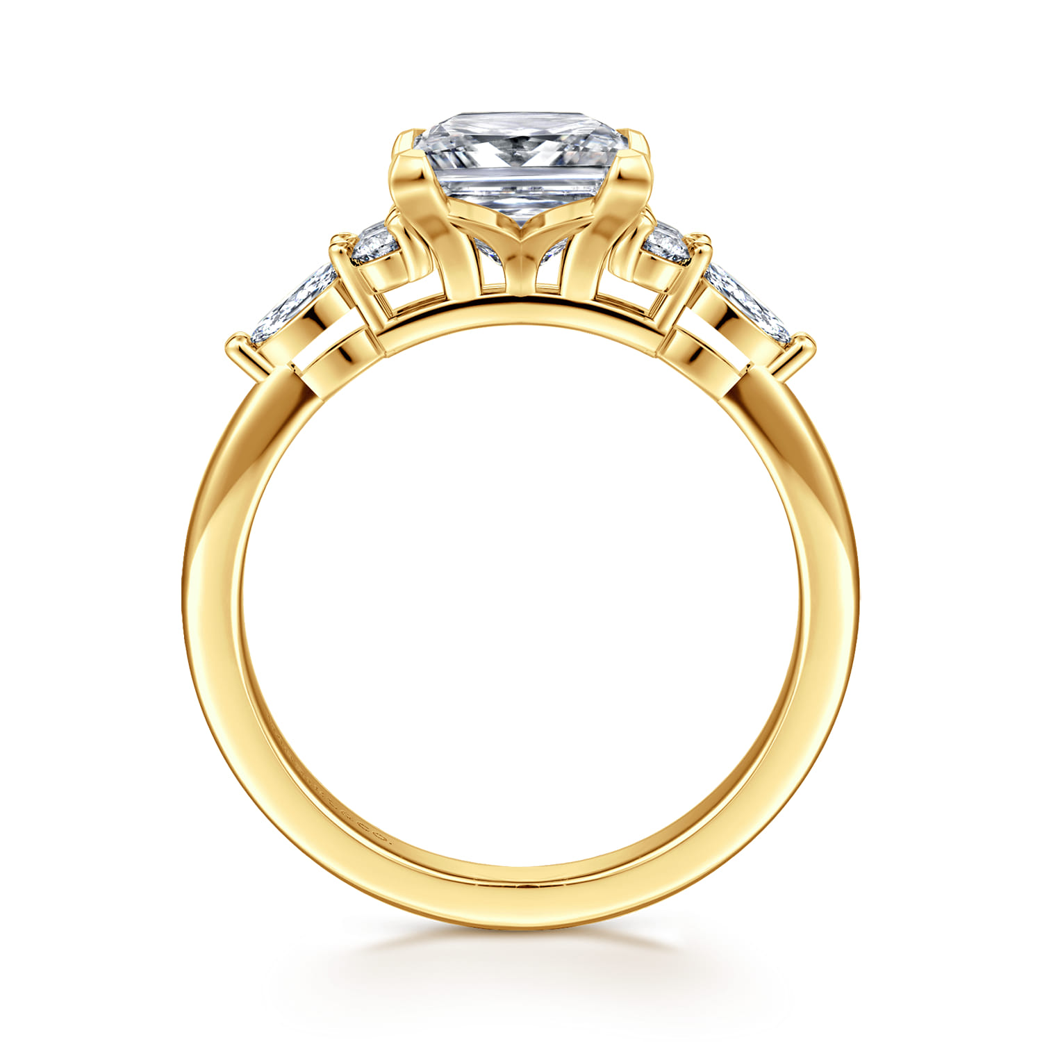 Avah - 18K Yellow Gold Princess Cut Diamond Cluster Engagement Ring - 0.28 ct - Shot 2