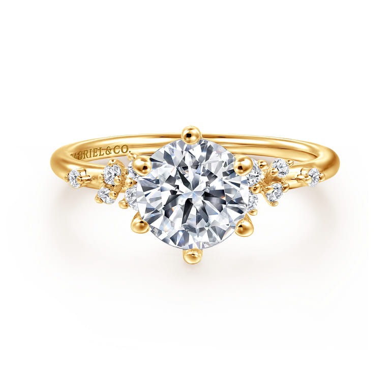 Reena - 18K Yellow Gold Round Diamond Engagement Ring - 0.18 ct - Shot 1