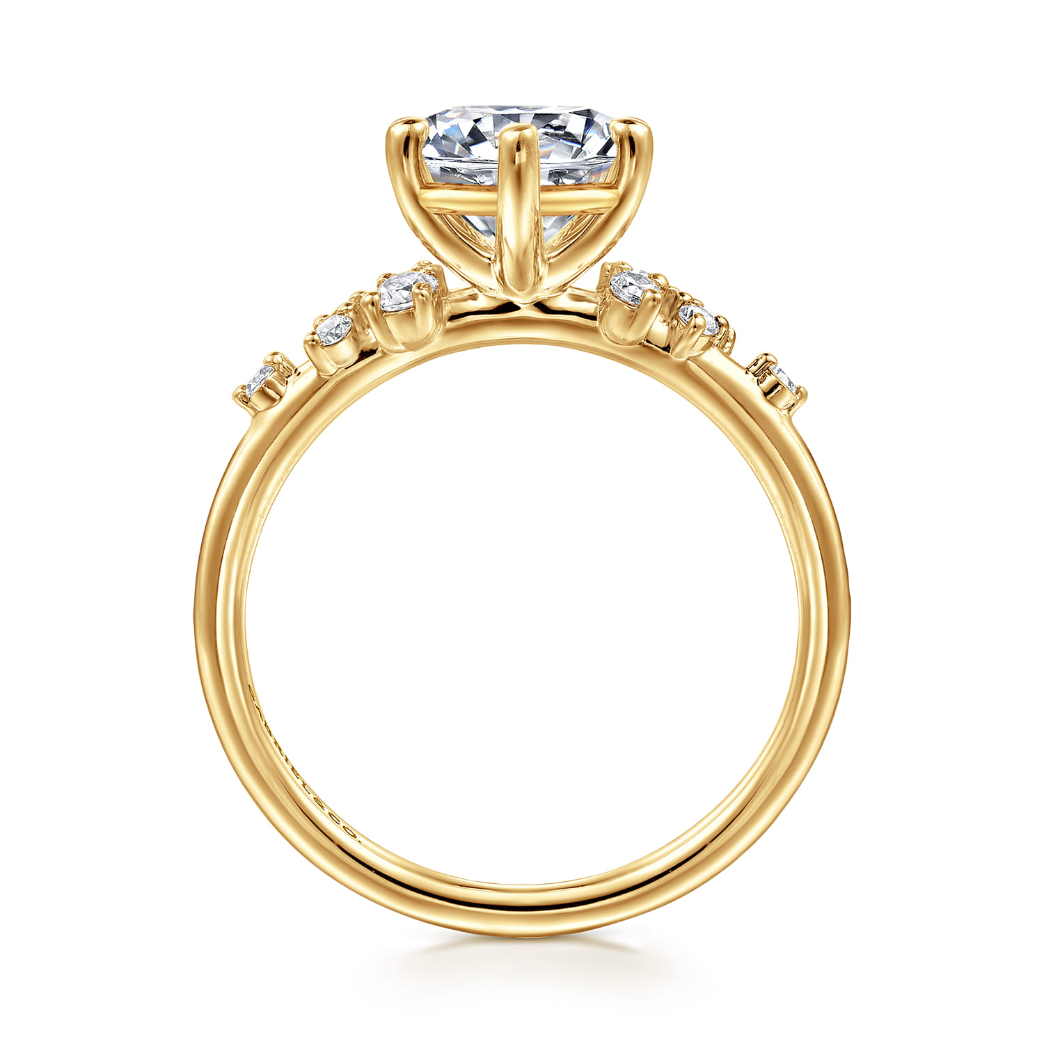 Reena - 18K Yellow Gold Round Diamond Engagement Ring - 0.18 ct - Shot 2