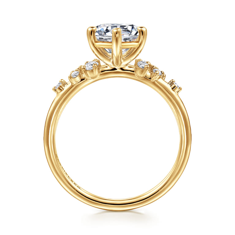Reena - 18K Yellow Gold Round Diamond Engagement Ring - 0.18 ct - Shot 2