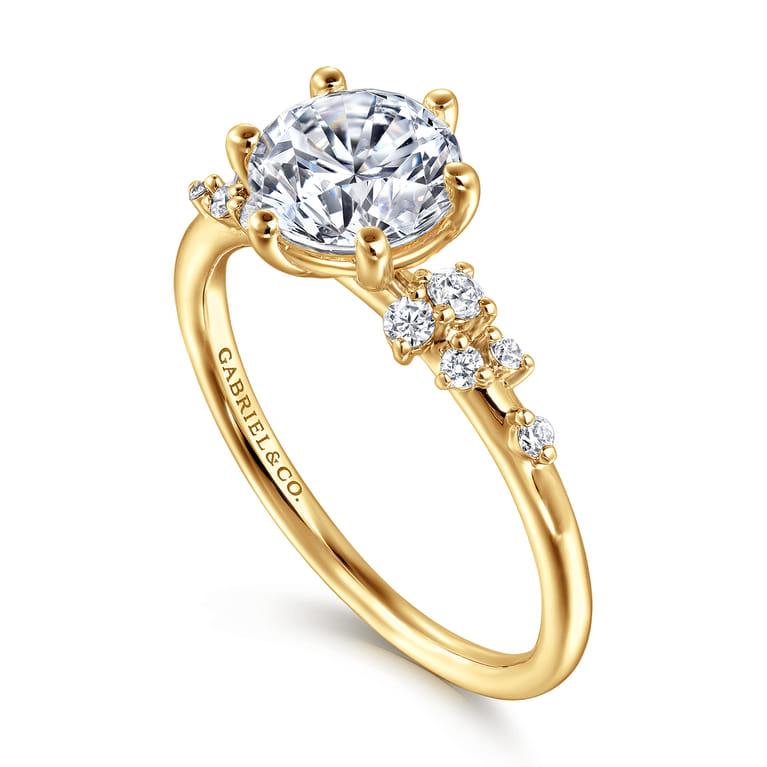 Reena - 18K Yellow Gold Round Diamond Engagement Ring - 0.18 ct - Shot 3