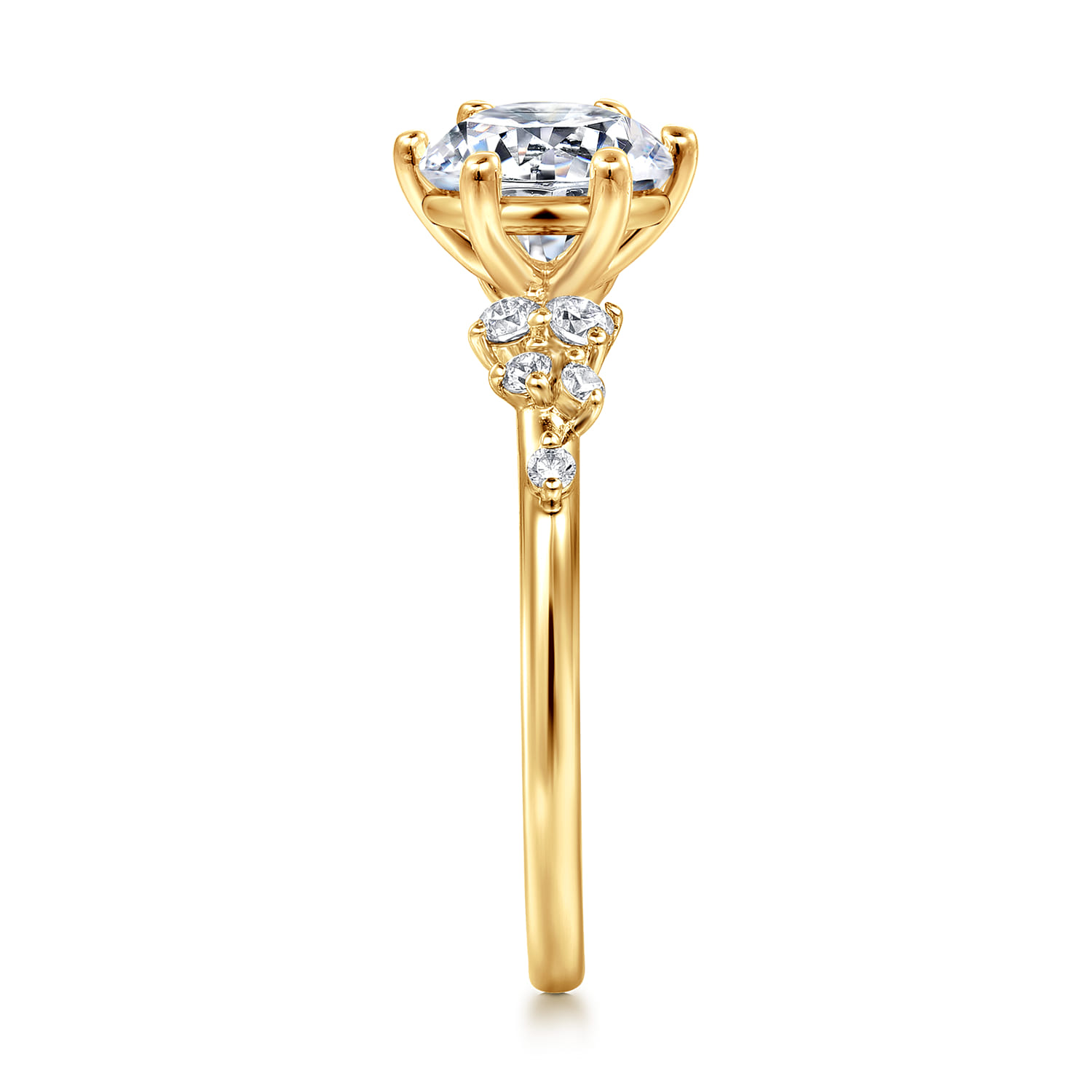 Reena - 18K Yellow Gold Round Diamond Engagement Ring - 0.18 ct - Shot 5