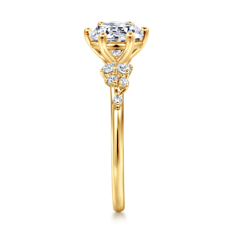 Reena - 18K Yellow Gold Round Diamond Engagement Ring - 0.18 ct - Shot 5