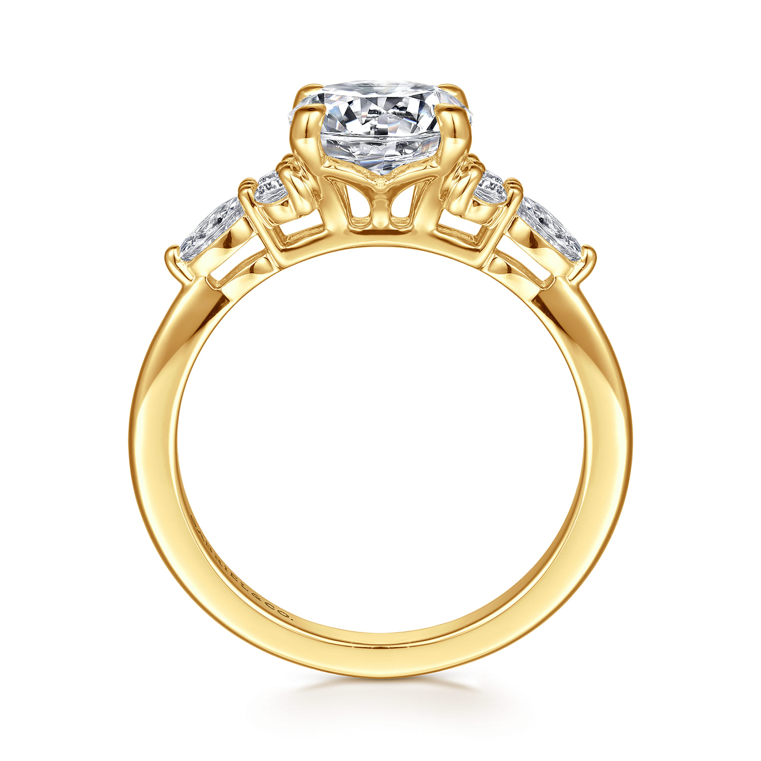 Avah - 18K Yellow Gold Round Diamond Cluster Engagement Ring - 0.28 ct - Shot 2