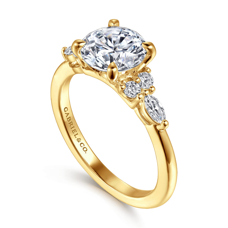 Avah - 18K Yellow Gold Round Diamond Cluster Engagement Ring - 0.28 ct - Shot 3