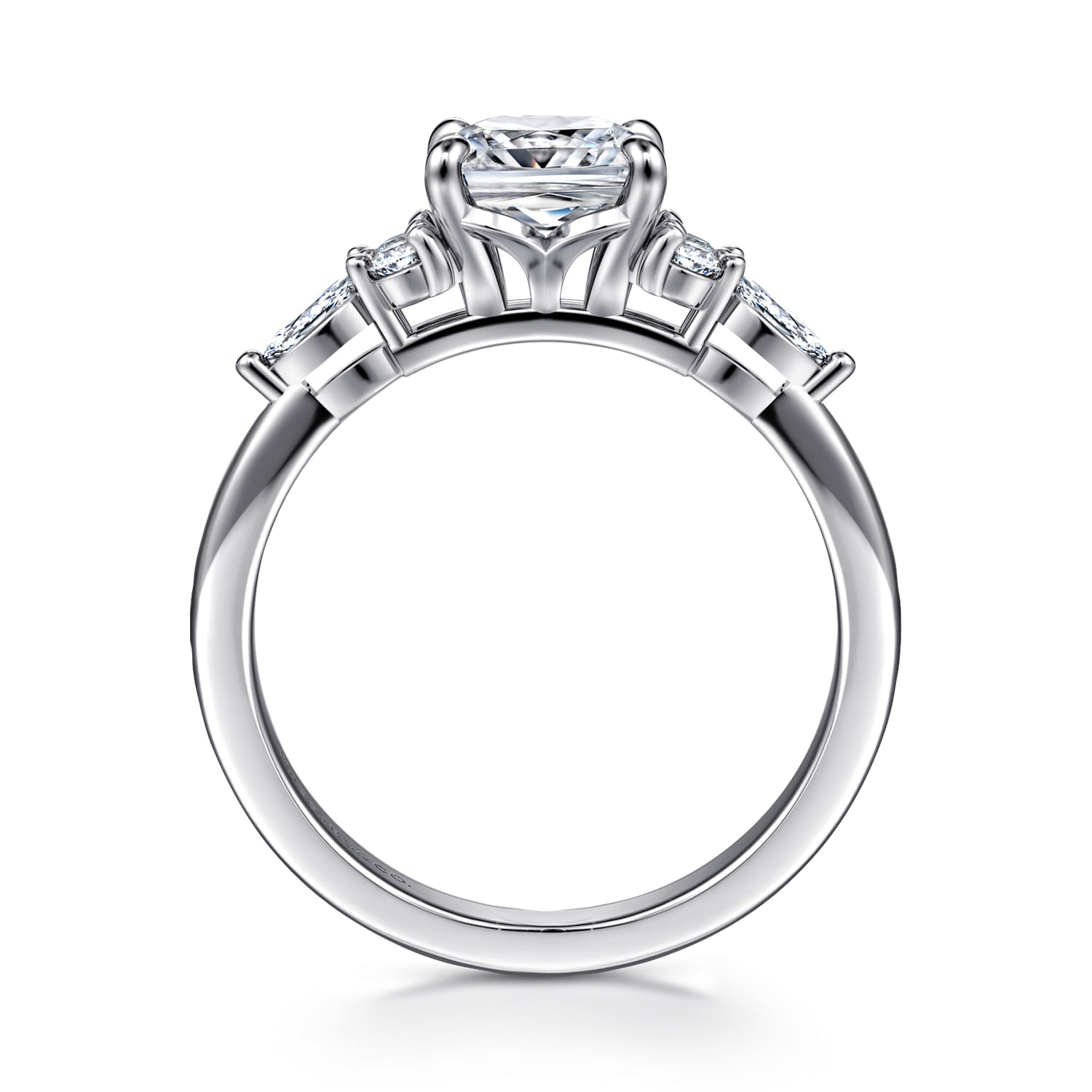 Avah - Platinum Cushion Cut Diamond Cluster Engagement Ring - 0.28 ct - Shot 2