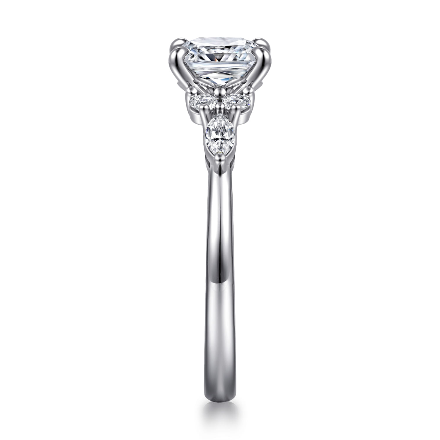 Avah - Platinum Cushion Cut Diamond Cluster Engagement Ring - 0.28 ct - Shot 4