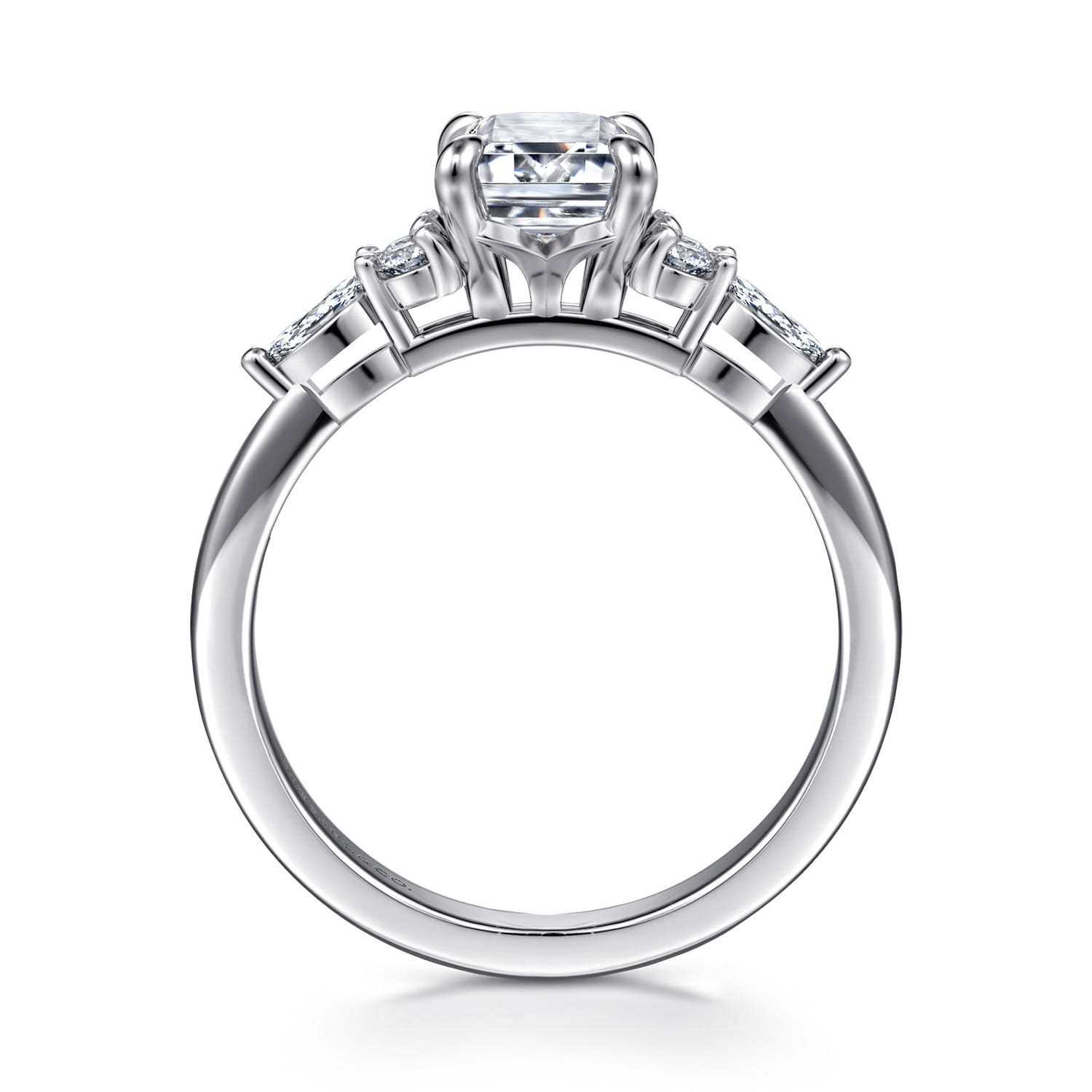 Avah - Platinum Emerald Cut Diamond Cluster Engagement Ring - 0.28 ct - Shot 2