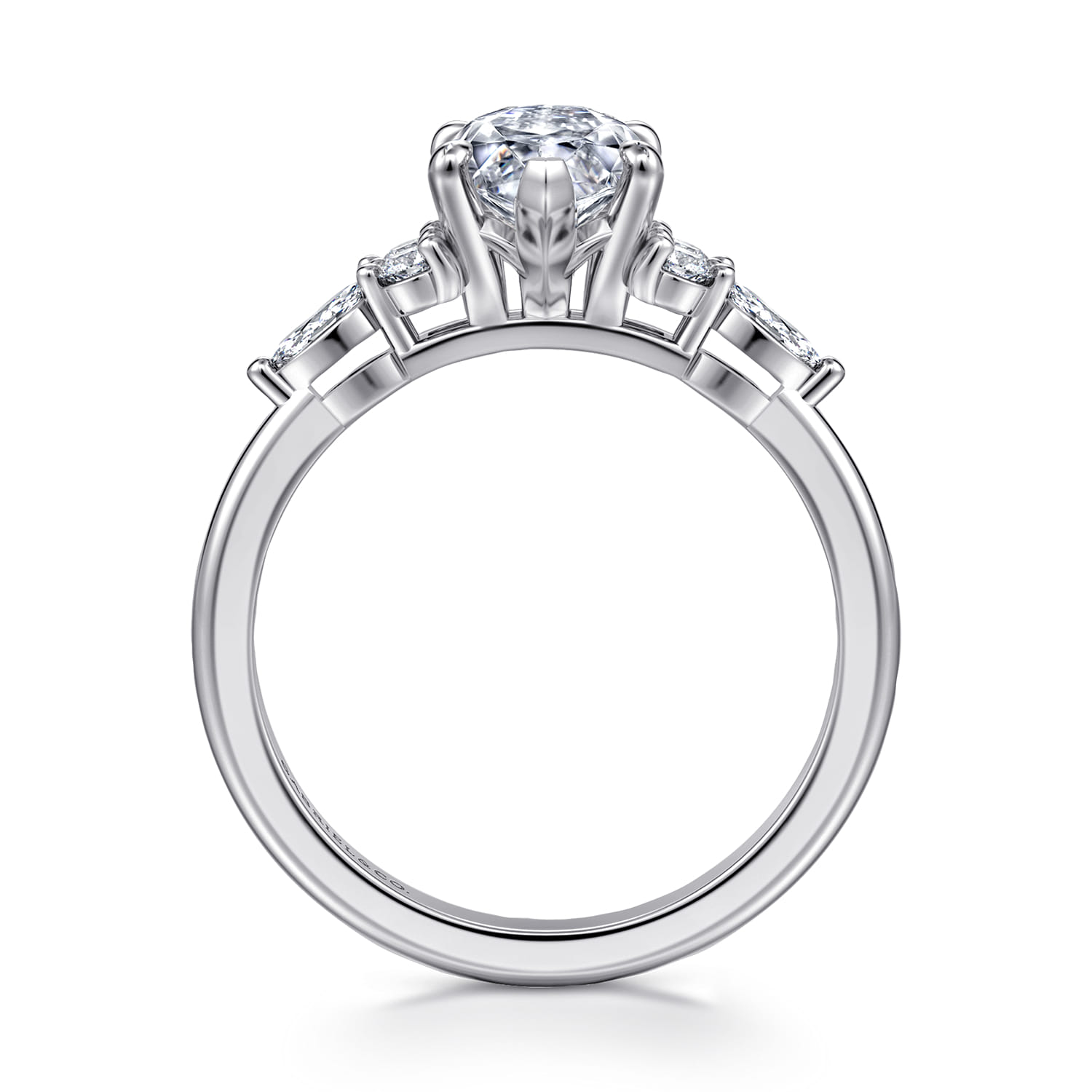 Avah - Platinum Marquise Diamond Cluster Engagement Ring - 0.3 ct - Shot 2