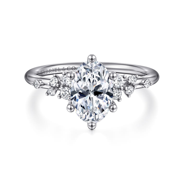 Reena - Platinum Oval Diamond Engagement Ring - 0.18 ct - Shot 1