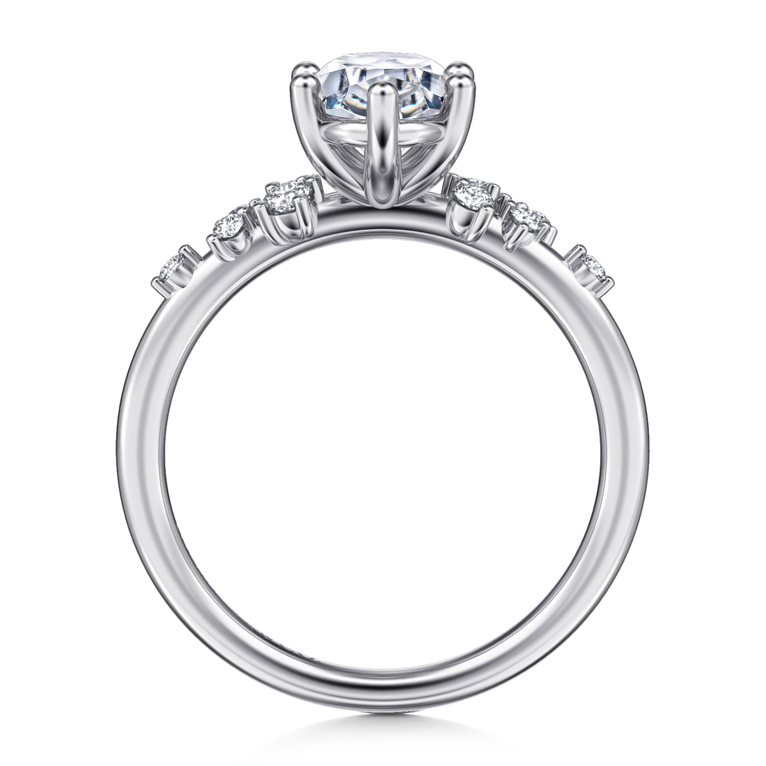Reena - Platinum Oval Diamond Engagement Ring - 0.18 ct - Shot 2