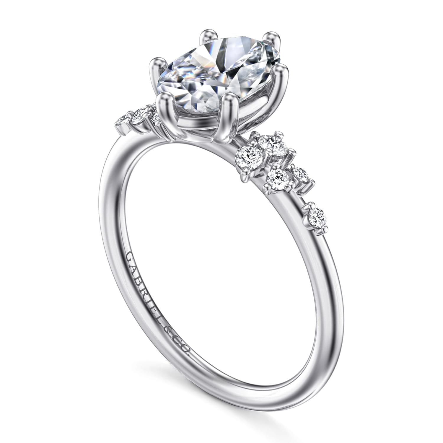 Reena - Platinum Oval Diamond Engagement Ring - 0.18 ct - Shot 3