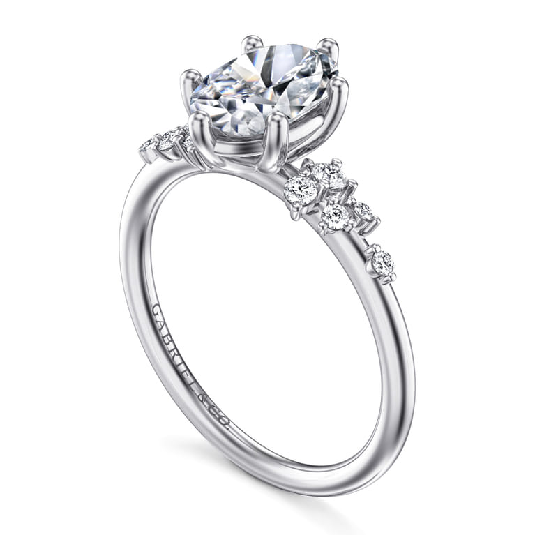 Reena - Platinum Oval Diamond Engagement Ring - 0.18 ct - Shot 3