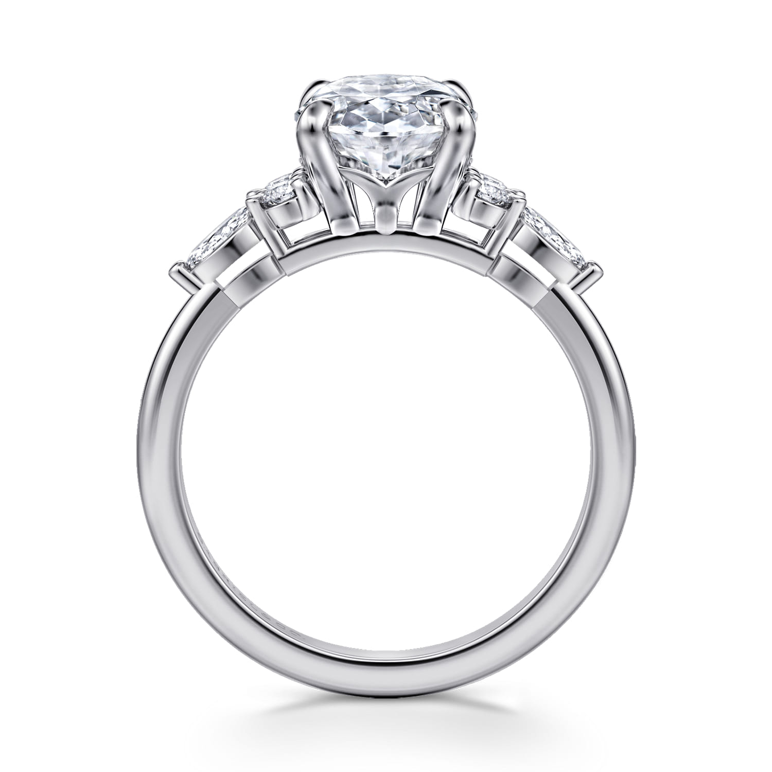 Avah - Platinum Oval Diamond Cluster Engagement Ring - 0.28 ct - Shot 2