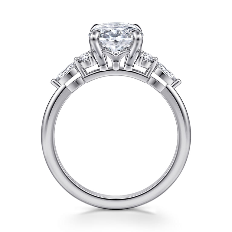 Avah - Platinum Oval Diamond Cluster Engagement Ring - 0.28 ct - Shot 2