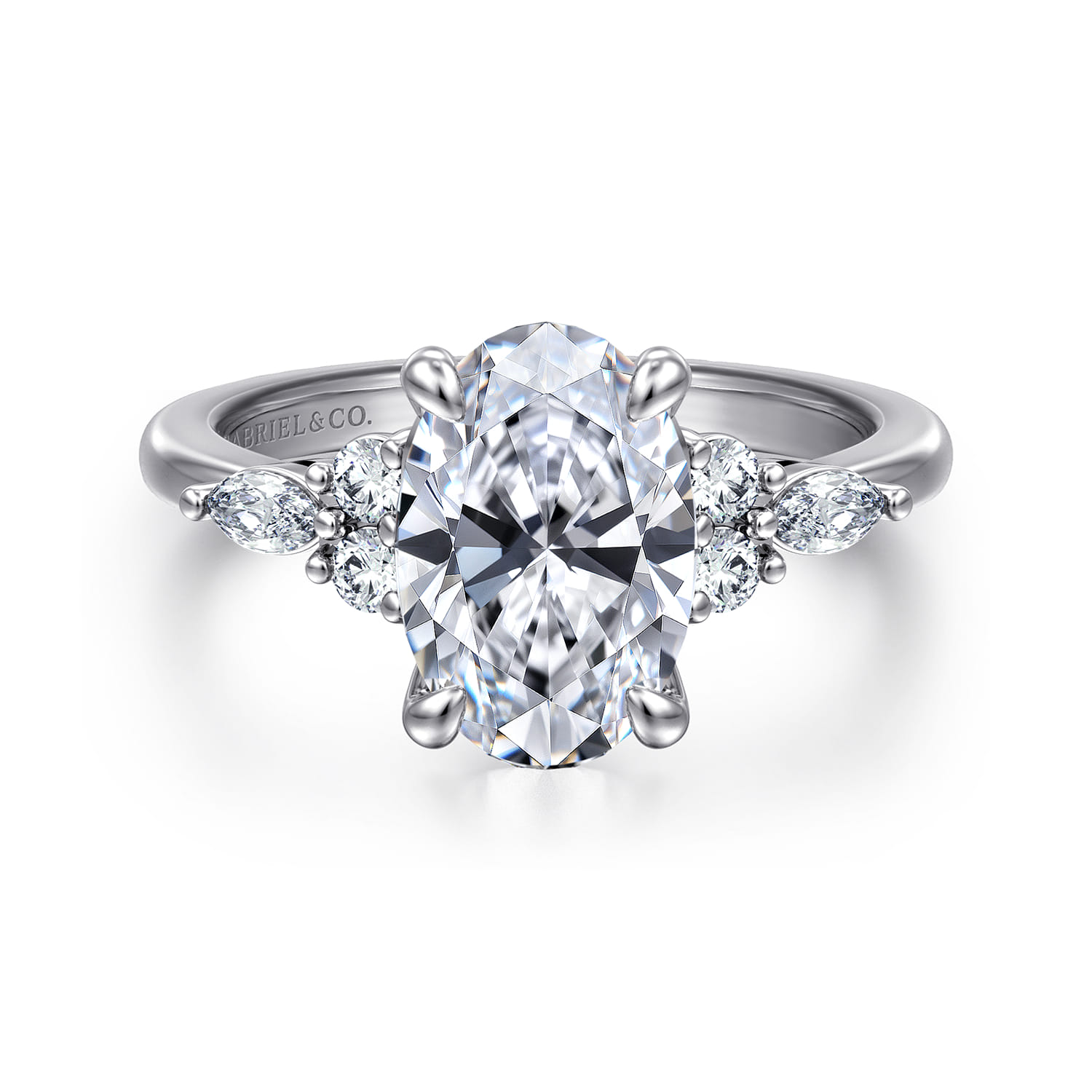 Avah - Platinum Oval Diamond Cluster Engagement Ring - 0.3 ct - Shot 1