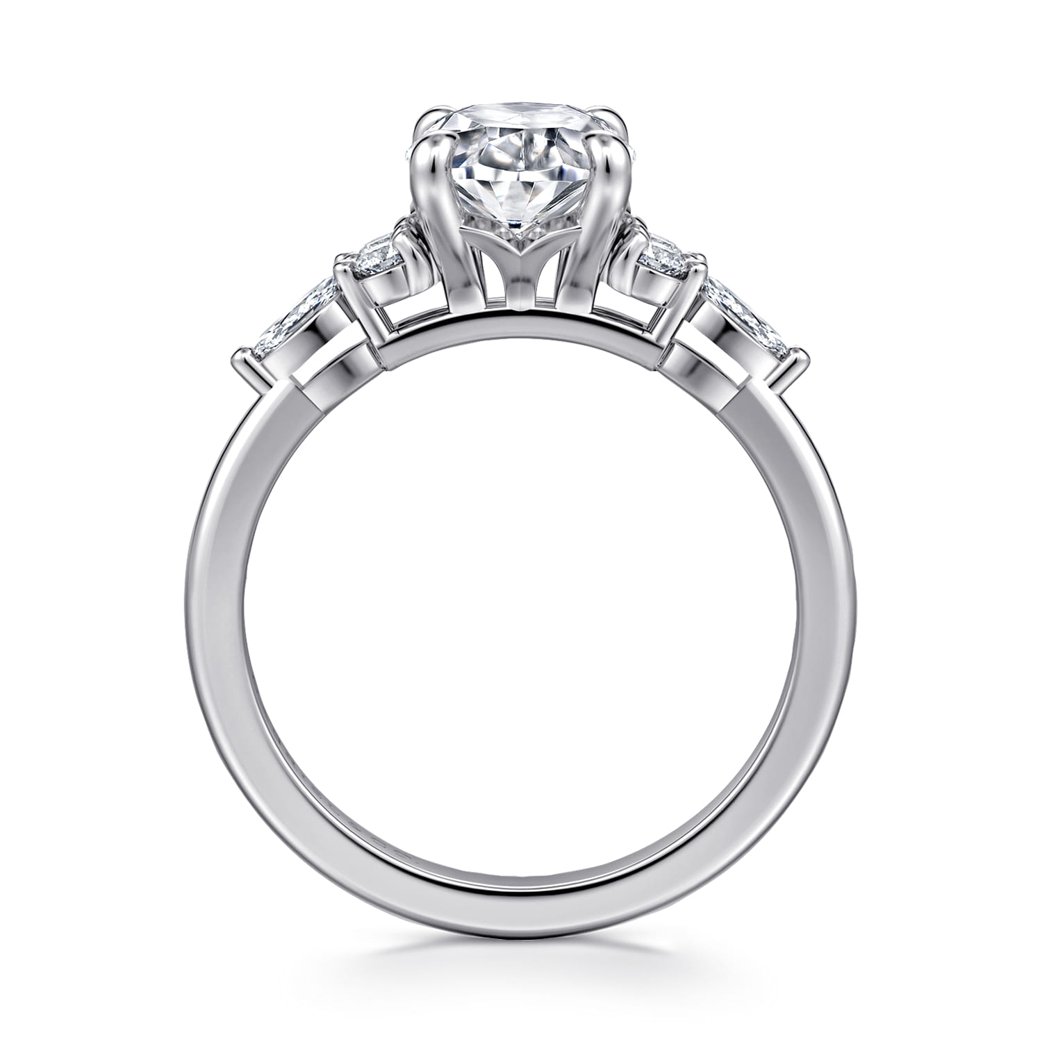 Avah - Platinum Oval Diamond Cluster Engagement Ring - 0.3 ct - Shot 2