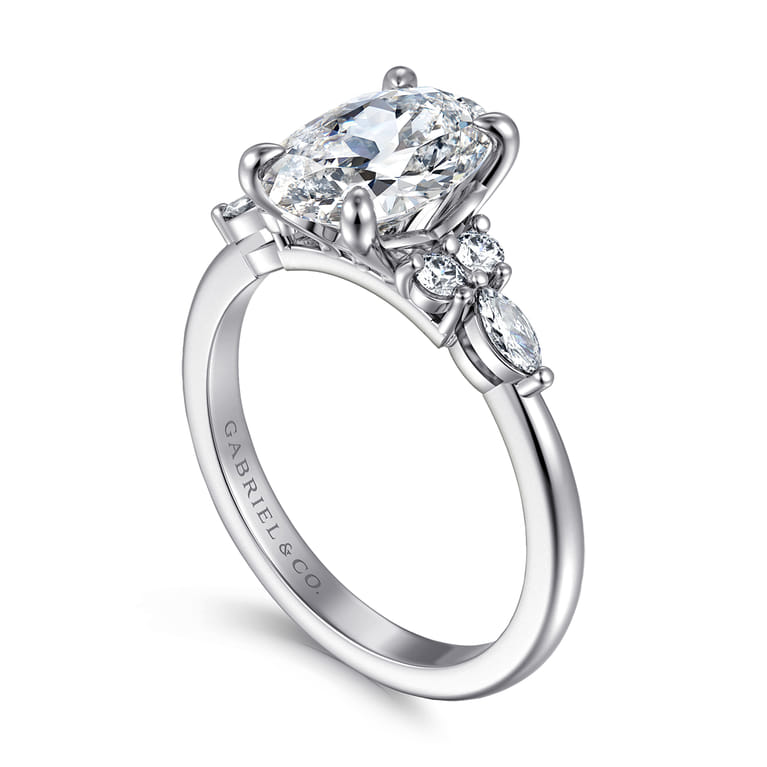 Avah - Platinum Oval Diamond Cluster Engagement Ring - 0.3 ct - Shot 3