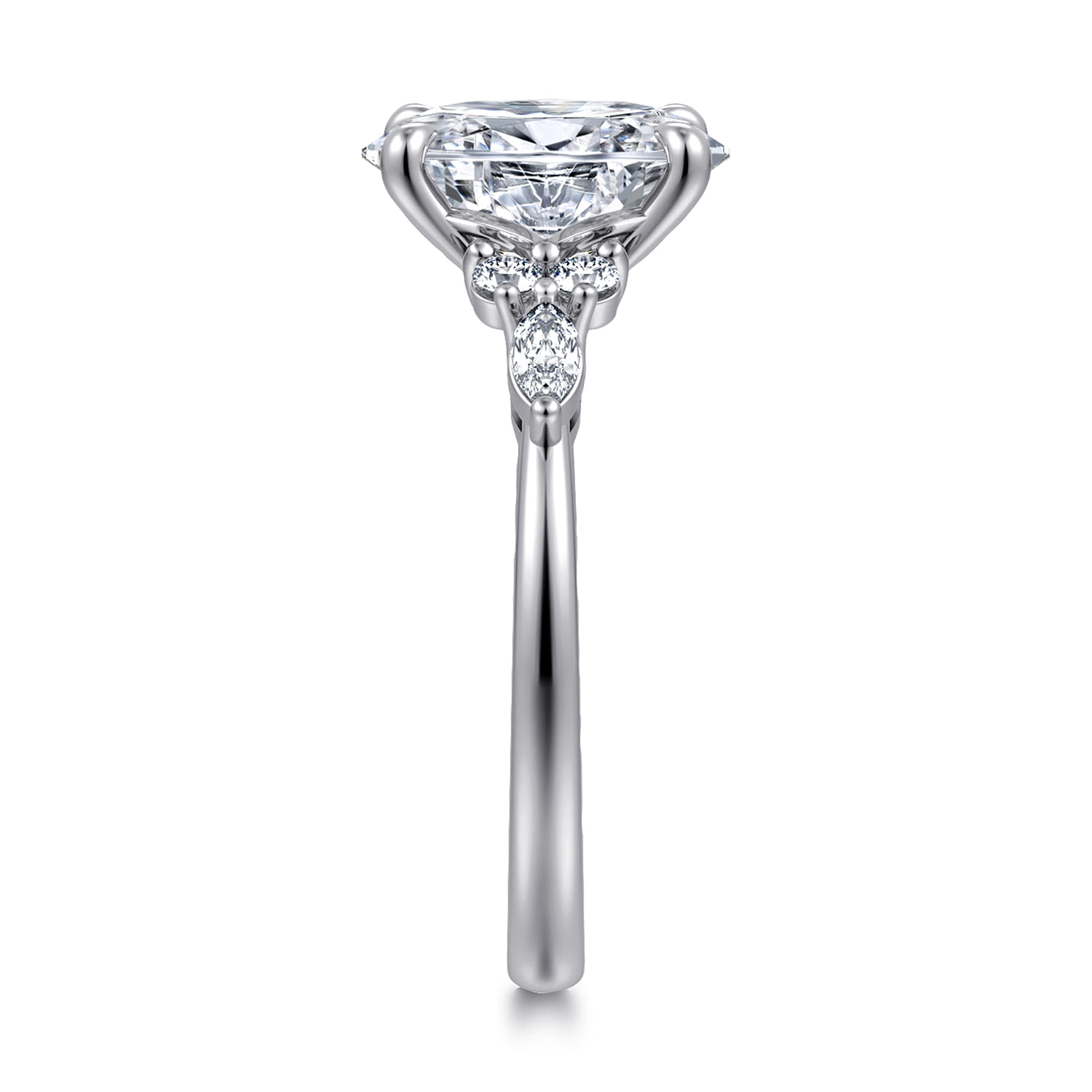 Avah - Platinum Oval Diamond Cluster Engagement Ring - 0.3 ct - Shot 4