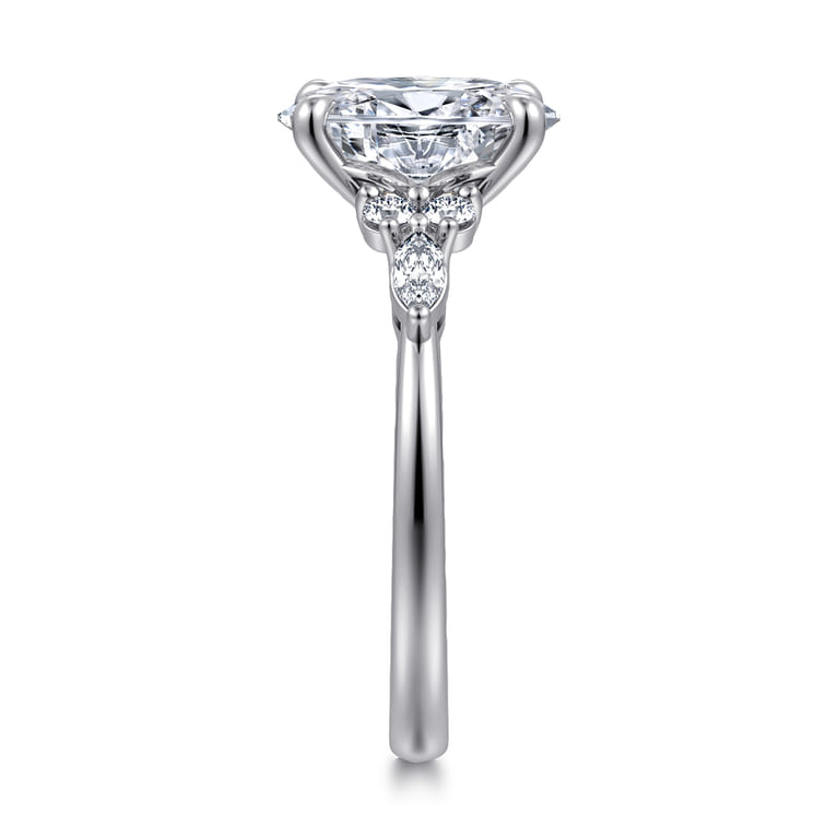 Avah - Platinum Oval Diamond Cluster Engagement Ring - 0.3 ct - Shot 4
