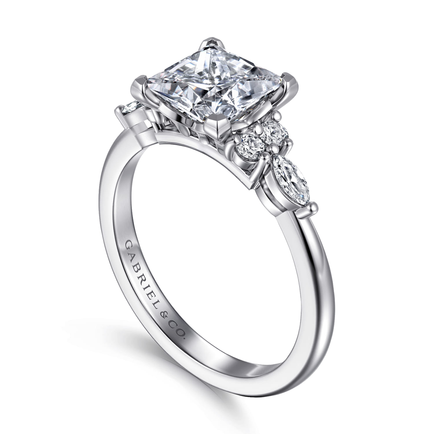 Avah - Platinum Princess Cut Diamond Cluster Engagement Ring - 0.28 ct - Shot 3